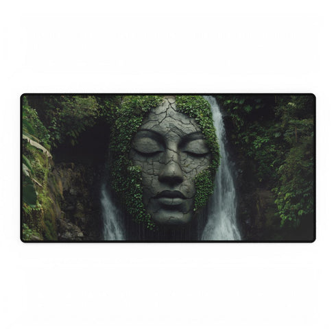 Jungle Waterfall Shaped Like Womans Fac — XXL Gaming Desk Mat — Full Top-Down Artwork View