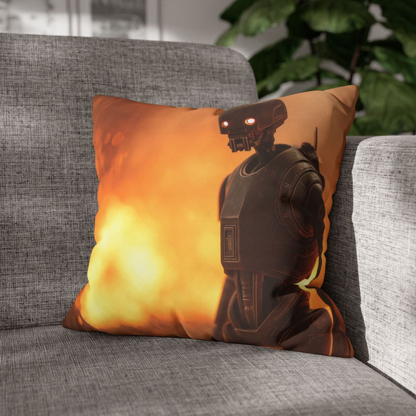 K-2SO Droid Standing on Battlefield — Double-Sided Cushion Cover — Sofa & Armchair Living Room Lifestyle View