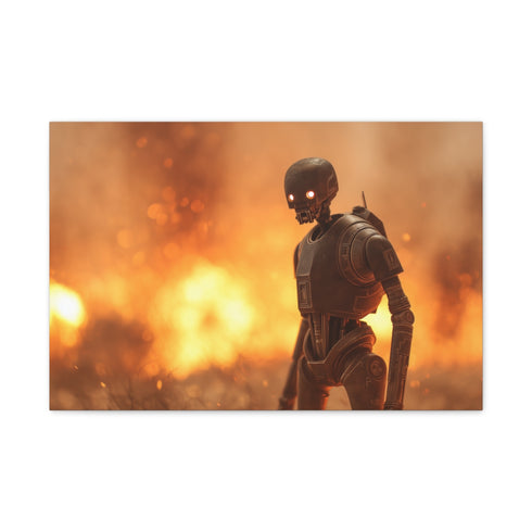K-2SO Droid Standing on Battlefield — Stretched Canvas Wall Art — Front Gallery-Wrapped Canvas View