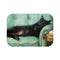 Keiska Black Cat Sleeping Stretched Out Luxury Memory Foam Bath Mat - Top View
