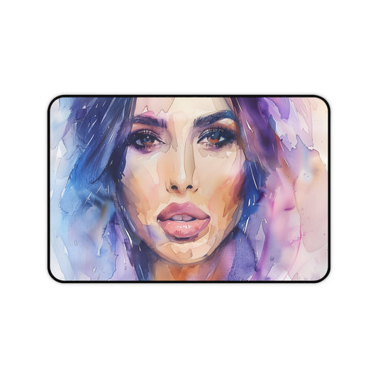 Kim Kardashian Watercolor Desk Mat: Glamourous Workspace Essential