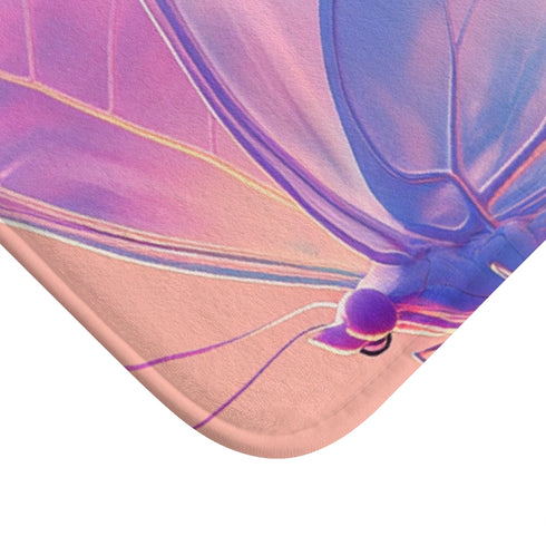 Kimberly Bc3340161 Butterfly Flying Sideways Luxury Memory Foam Bath Mat - Microfibre Texture Close-Up