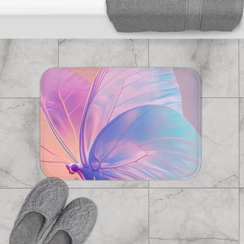 Kimberly Bc3340161 Butterfly Flying Sideways Luxury Memory Foam Bath Mat - Bathroom Lifestyle View