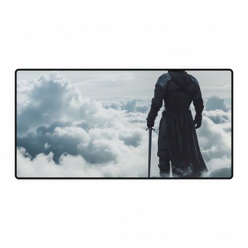 Knight Walking on Clouds with Sword — XXL Gaming Desk Mat — Full Top-Down Artwork View
