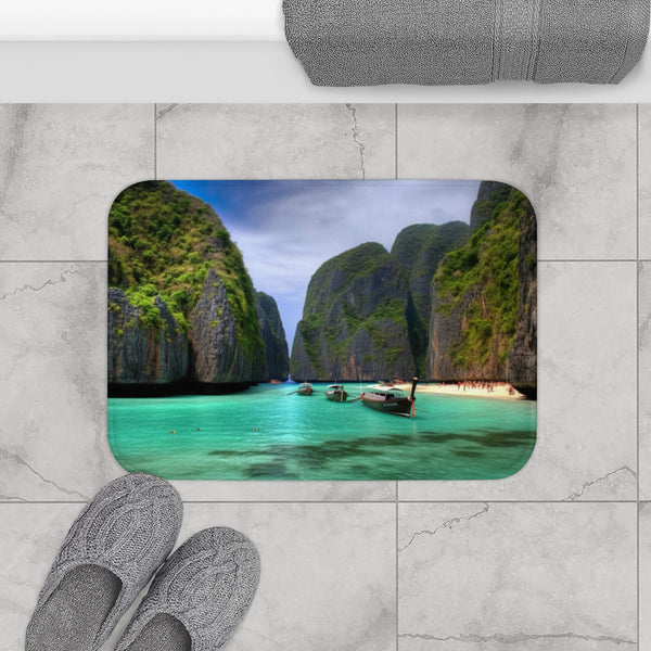 Koh Phi Lagoon — Non-Slip Bath Mat — Bathroom Floor Lifestyle View