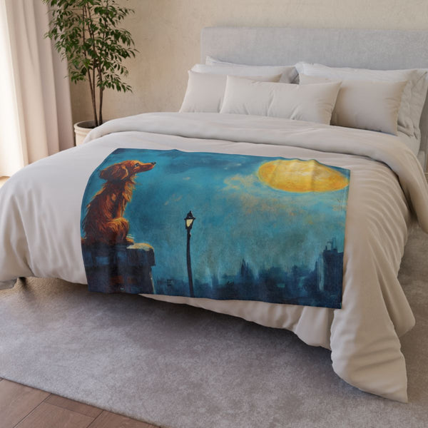Lady and the Tramp Moonlight Serenade — 50×60 Plush Throw Blanket — Draped Over Sofa & Bed Lifestyle View