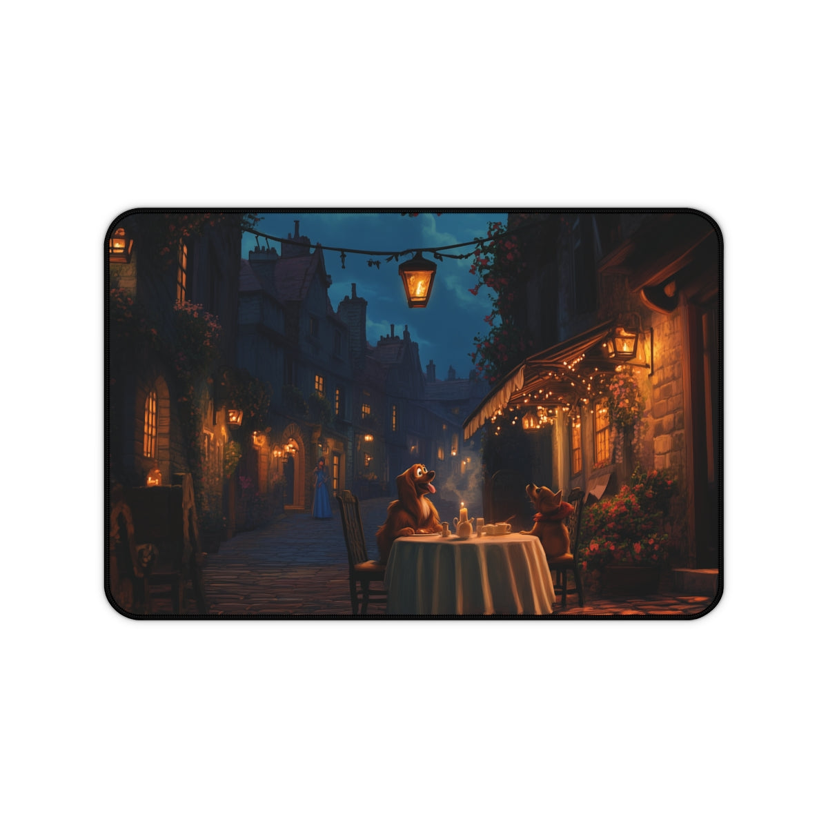 "Lady and the Tramp Desk Mat: Whimsical design featuring beloved characters"