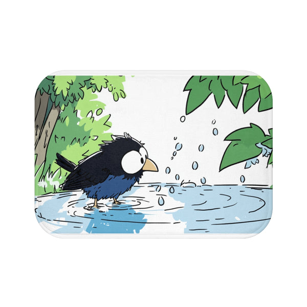 Laroro5345 Cartoon Style Illustrative Scene Wide Angle — 61×43 Memory Foam Bath Mat — Top-Down Velvet Microfibre Artwork View