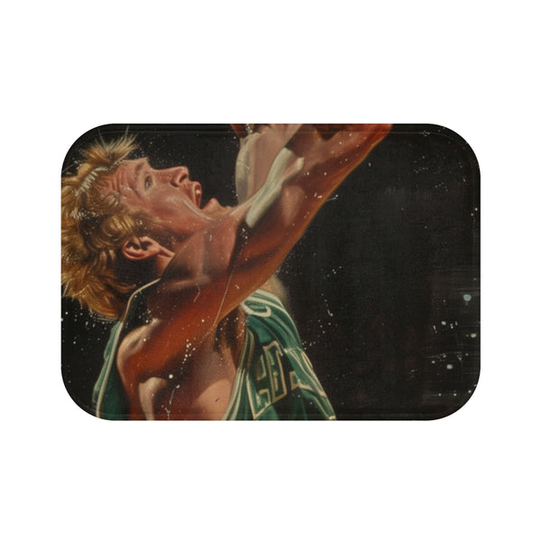 Larry Bird — 61×43 Memory Foam Bath Mat — Top-Down Velvet Microfibre Artwork View