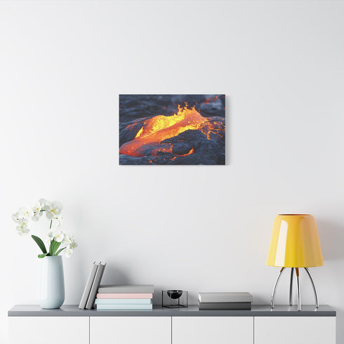 Lava Flowing from Floating Volcano — Stretched Canvas Wall Art — Living Room Wall Lifestyle View