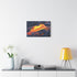 Lava Flowing from Floating Volcano — Stretched Canvas Wall Art — Living Room Wall Lifestyle View