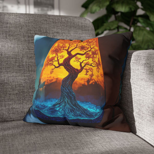 Lava Lamp Shaped Like Tree — Double-Sided Cushion Cover — Sofa & Armchair Living Room Lifestyle View