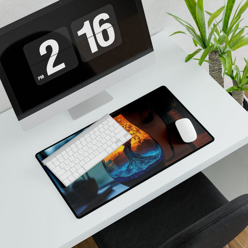 Lava Lamp Shaped Like Tree — XL & XXL Desk Mat — Gaming & Workspace Desk Setup View