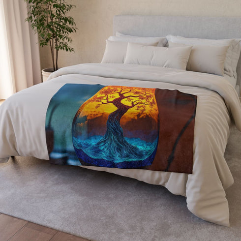 Lava Lamp Shaped Like Tree of Life Plush Fleece Throw Blanket