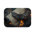 Lava Moth Resting on Burning Scroll — Memory Foam Bath Mat — Top-Down Memory Foam Bath Mat View