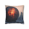Lava Sphere Orbiting Frozen City — 40×40 Cushion Cover — Front 40×40 cm Square Cushion View