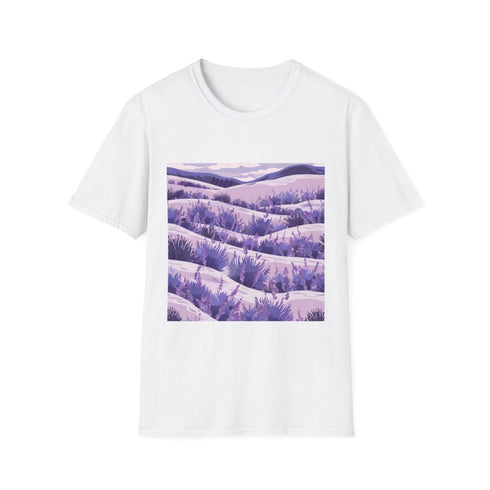 Provence Lavender Fields Seamless Pattern (Edition II) — Graphic Cotton T-Shirt — Front Graphic Print View