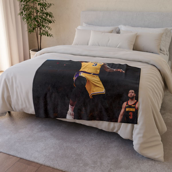 Lebron James — Plush Fleece Throw Blanket — Drape over Sofa & Bed Lifestyle View
