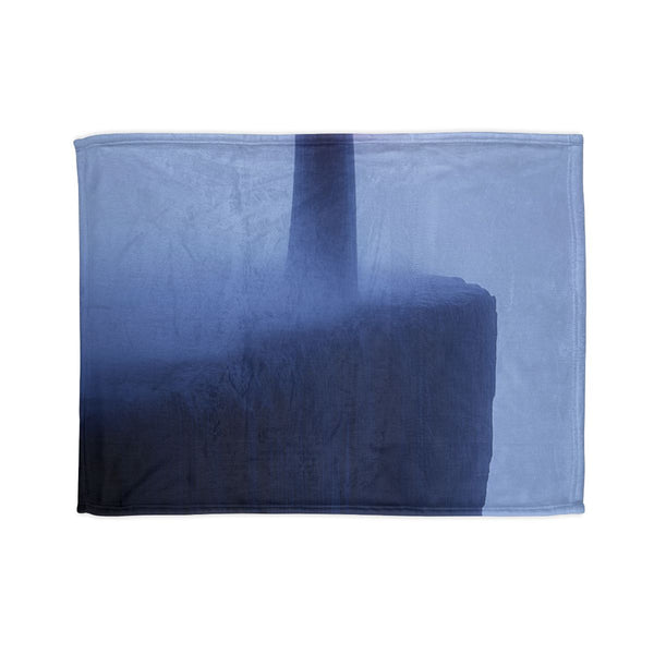Leefk0 Zhang Daqians Style Solitary Figure Silhouette Against S — Plush Fleece Throw Blanket — Full Spread Plush Fleece Artwork View