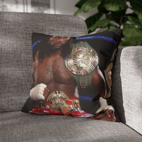 Lennox Lewis — 40×40 Cushion Cover — Sofa & Armchair Living Room Lifestyle View
