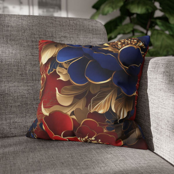 Leoleexh Chinese Red Envelope a Snake Blue and Red Dark — 40×40 Cushion Cover — Sofa & Armchair Living Room Lifestyle View