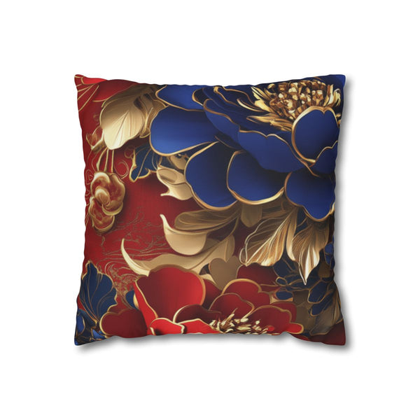 Leoleexh Chinese Red Envelope a Snake Blue and Red Dark Red Th — 40×40 Cushion Cover — Front 40×40 cm Square Cushion View