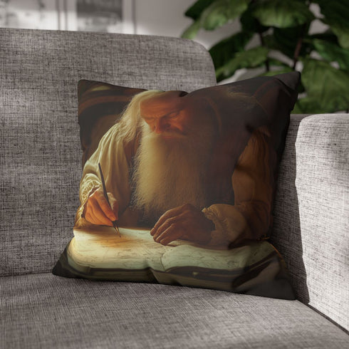 Leonardo Da Vinci in His Renaissance — Double-Sided Cushion Cover — Sofa & Armchair Living Room Lifestyle View