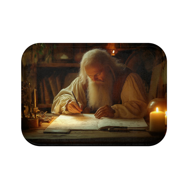 Leonardo Da Vinci in His Renaissance — Memory Foam Bath Mat — Top-Down Memory Foam Bath Mat View