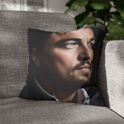 Leonardo Dicaprio — 40×40 Cushion Cover — Sofa & Living Room Lifestyle View