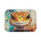 Cute Spotted Leopard Gecko Watercolor — 61×43 Memory Foam Bath Mat — Top-Down Velvet Microfibre Artwork View