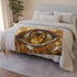 Levitating Crystals Forming an Eye — Plush Fleece Throw Blanket — Drape over Sofa & Bed Lifestyle View