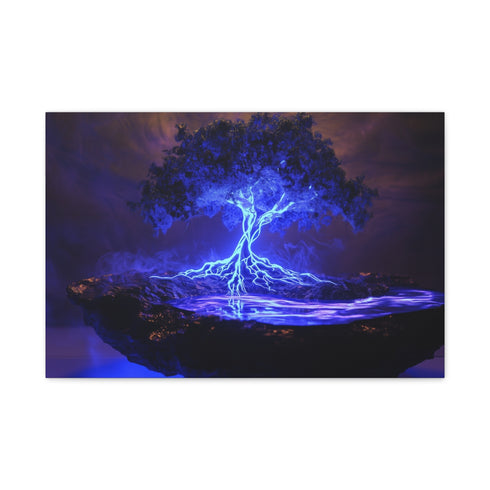 Levitating Tree with Glowing Roots (Edition III) — 24×16 Canvas Wall Art — Front Gallery-Wrapped Canvas View