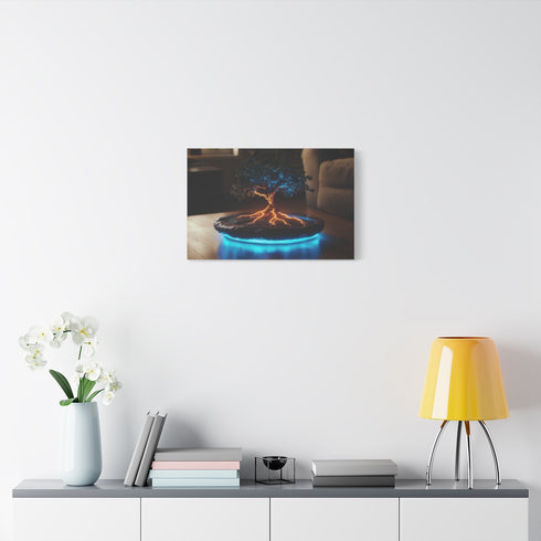 Levitating Tree with Glowing Roots (Edition IV) — 24×16 Canvas Wall Art — Living Room Wall Lifestyle View