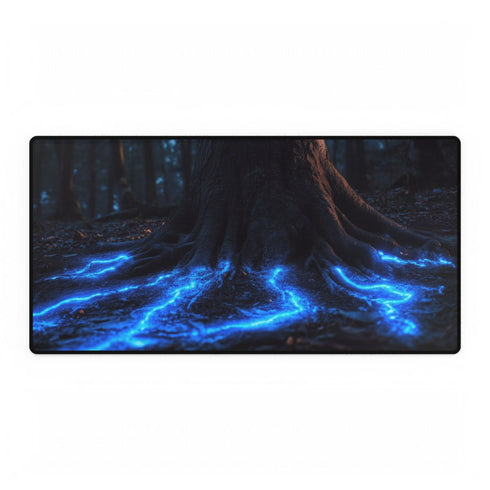 Levitating Tree with Glowing Roots — XXL Gaming Desk Mat — Full Top-Down Artwork View