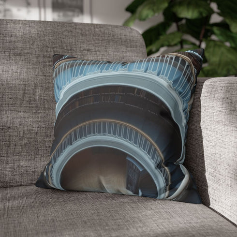 Library with Infinite Spiral Staircase — Faux Suede Cushion Cover — Sofa & Living Room Lifestyle View