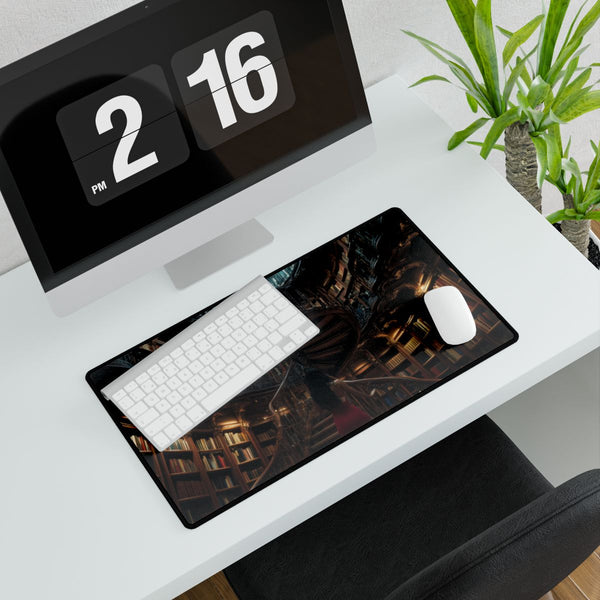 Library with Infinite Spiral Staircase (Edition IV) — XXL Gaming Desk Mat — Gaming & Workspace Desk Setup View