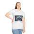 Library with Infinite Spiral Staircase Graphic Unisex Softstyle T-Shirt - Model View