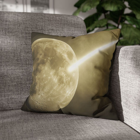 Light Beam Piercing the Moon (Edition IV) — 40×40 Cushion Cover — Sofa & Armchair Living Room Lifestyle View