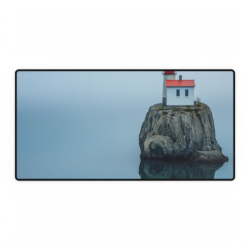 Lighthouse on Floating Rock — XL Gaming Desk Mat — Full Top-Down Artwork View