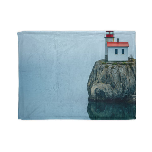 Lighthouse on Floating Rock — 50×60 Plush Throw Blanket — Full Flat Artwork View