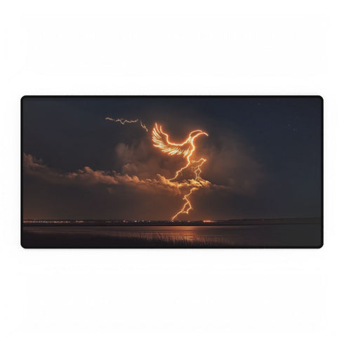Lightning Bolt Forming Phoenix — XXL Gaming Desk Mat — Full Top-Down Artwork View