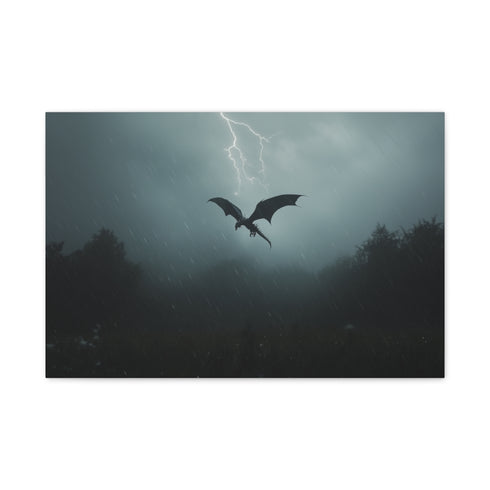 Lightning Dragon Flying Through Storm — 24×16 Canvas Wall Art — Front Gallery-Wrapped Canvas View
