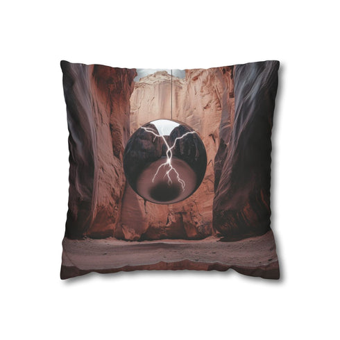 Lightning Orb Suspended in Canyon — 40×40 Cushion Cover — Front 40×40 cm Square Cushion View