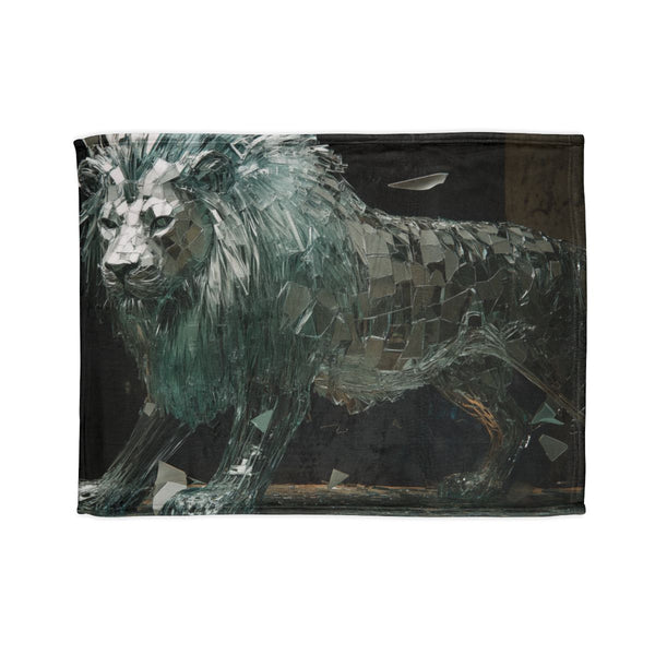 Lion Made of Shattered Glass — Plush Fleece Throw Blanket — Full Spread Plush Fleece Artwork View