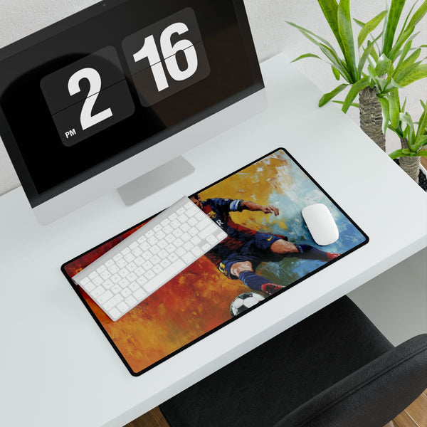 Lionel Messi Barcelona Dribbling Painting (Edition II) — XXL Gaming Desk Mat — Gaming & Workspace Desk Setup View