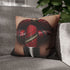 Lips with Tartan Pattern Applied — Faux Suede Cushion Cover — Sofa & Living Room Lifestyle View