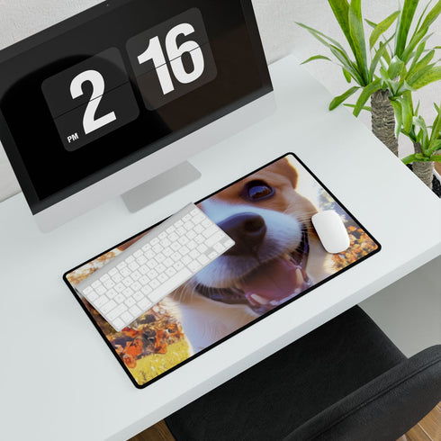 Little Dog Chasing Butterflies — XXL Gaming Desk Mat — Gaming & Workspace Desk Setup View