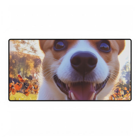 Little Dog Chasing Butterflies — XXL Gaming Desk Mat — Full Top-Down Artwork View