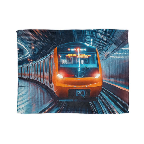 Liumenglin82637120 a Speeding Train — 50×60 Plush Throw Blanket — Full Spread Plush Fleece Artwork View