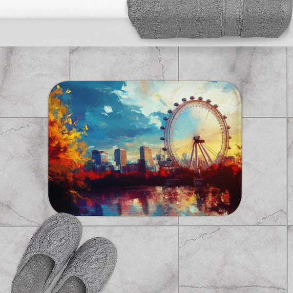 London Eye London Painting (Edition IV) — Memory Foam Bath Mat — Modern Bathroom Floor Lifestyle View